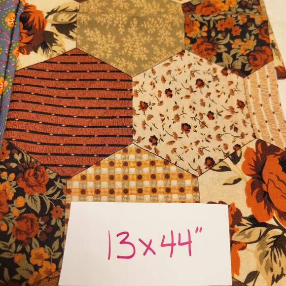 Cotton Fabric Lot 8 Pcs Fall Brown Prints Floral Geo Dot 18x44–10x21" Orange - Picture 7 of 10
